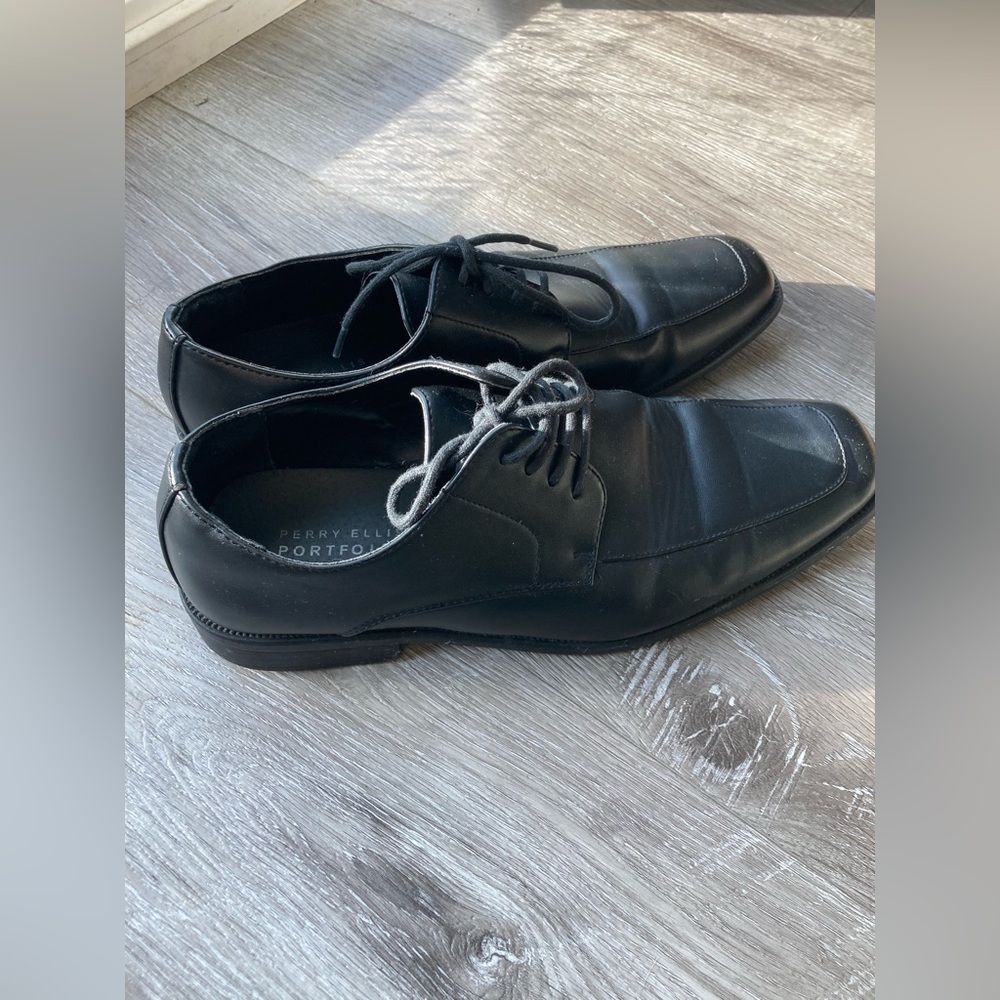 Perry Ellis Ken Oxfords dress shoe mens 9.5 Black lace up office black Low Top - Picture 5 of 5